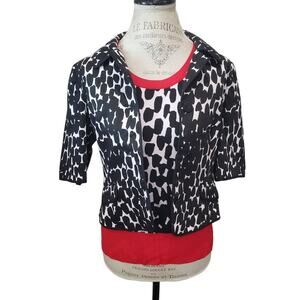 Peter Nygard Black & White Animal Print Half Sleeved 3 Button Blazer Suit Jacket